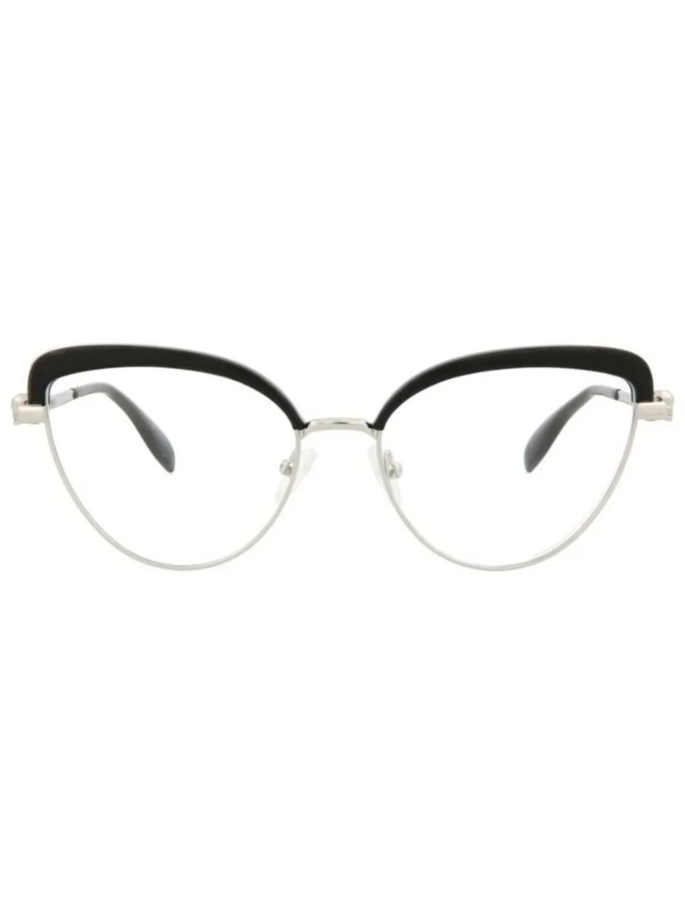 New Alexander McQueen Womens Cat Eye Silver Silver Transparent Fashion Designer